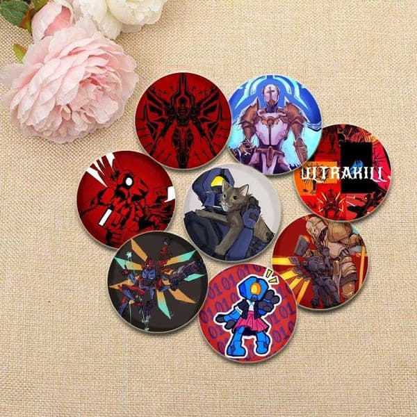32/44/58mm Anime Game ULTRAKILL Brooches HD Printed Badge Handmade Tinplate Pin Brooch Backpack Clothing Gift Accessories W240815