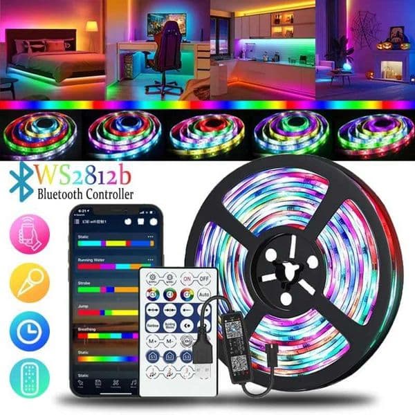 LED Strip Lights WS2812B RGBIC Led Tape Music Sync Bluetooth App Control Lights Flexible Ribbon Diode Tape For Room decoration CL240815