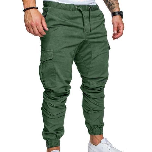Men Harajuku Joggers Men Clothing Trousers Casual Solid Color Pockets Waist Drawstring Ankle Tied Skinny Cargo Pants 240814