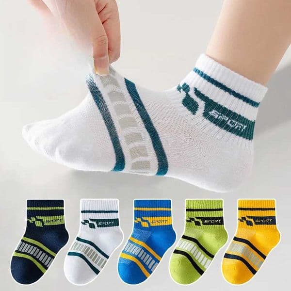 10 pairs of childrens summer fine mesh socks boys and girls medium calcium socks breathable sweat absorbing cotton socks W240814