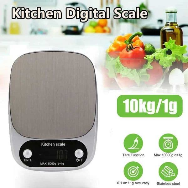 5/10Kg Digital Kitchen Scales Stainless Steel Food Scale Cooking for High Precision Smart Electronic Scale Kitchen AccessoriesM240815