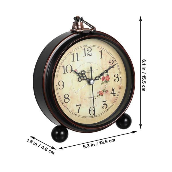 Alarm Clock Vintage Style Desk Clock Table Clock Decorative Quiet Non-Ticking ClockM240814