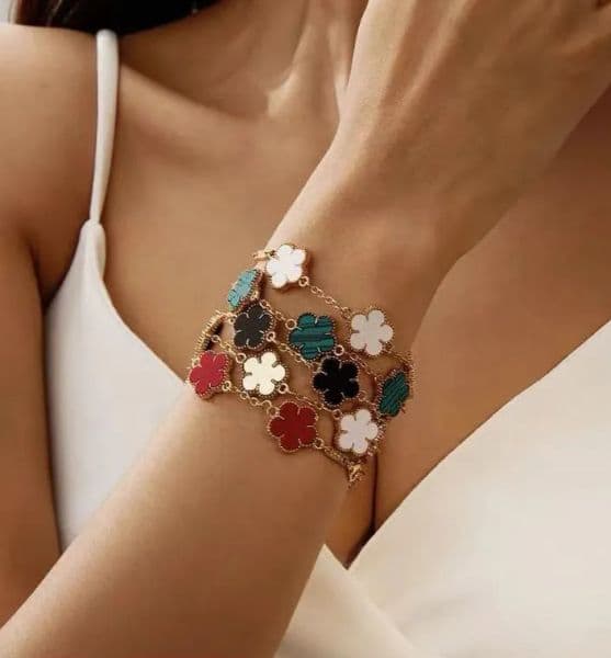 Clover Bracelet For Men and Women Luxury Designer jewelry Leaf Bracelets 18K Gold Silver Plate Agate Diamond Fashion Charm Chain Wedding Gift Party