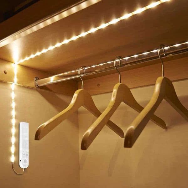 LED strip lights with wireless PIR motion sensors USB port lights kitchen stairs wardrobe bedside lamps X250402