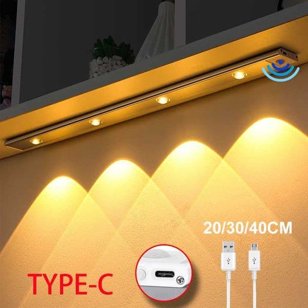 Aluminum motion sensor light USB wireless night light Wine cooler light for kitchen cabinets bedrooms wardrobes indoor lighting X250402
