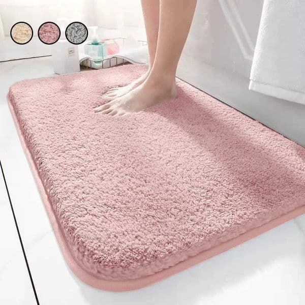 Bathroom Rug Anti Slip Bath Mats Absorbent Bathroom Mat Soft Microfiber Foot Mat Fluffy Plush Shaggy Bathroom Rugs and Floor MatM240816