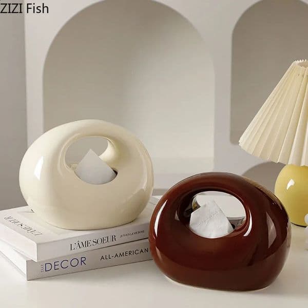 Creative Handbag Shape Tissue Box Coffee Table Desk Decoration Modern Design Ceramic Tissue Box Bedside Table Paper Towel Case 240816