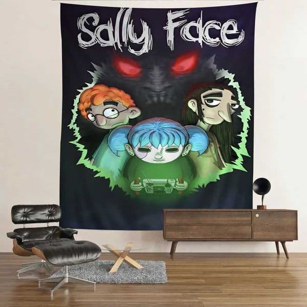 Game Sally Face Anime Tapestry Hanging Tarot Hippie Wall Rugs Dorm Home Decor Y240816