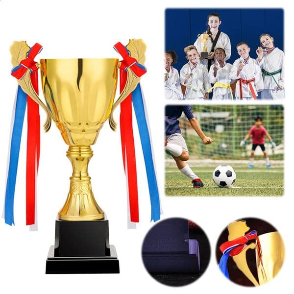 Metal Gold Trophy Gold Trophy Cup Height 23cm Sports Competition Trophy Winners Award Trophy for Championships Tournaments 240816
