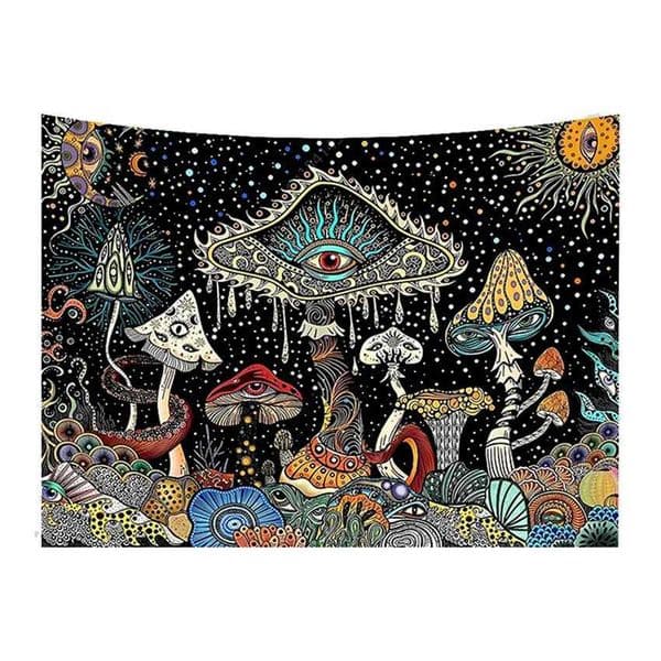 Mushroom Tapestry Flag Eyes Wall Hanging Sea Creatures Home Room Decoration Bohemian Abstract Ocean Bedroom Dorm Art Decor Y240816