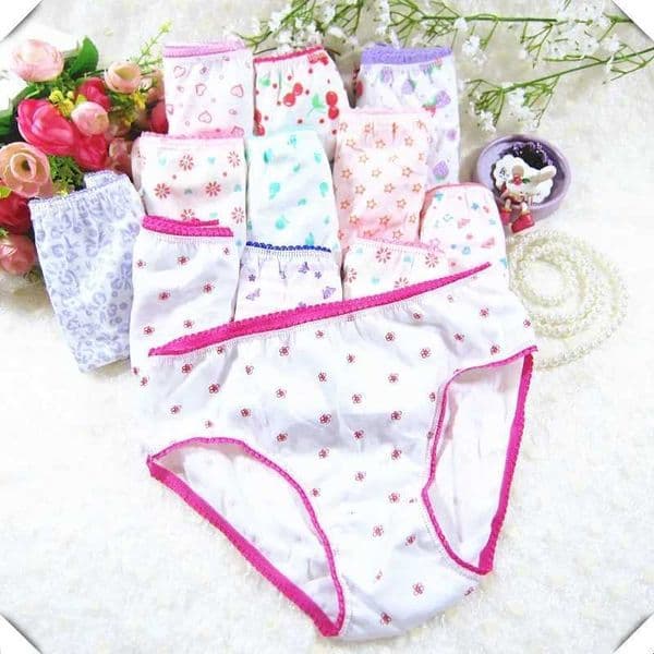 10 pieces of cotton childrens underwear girls baby pants mixed colors 2-12 years oldW240715