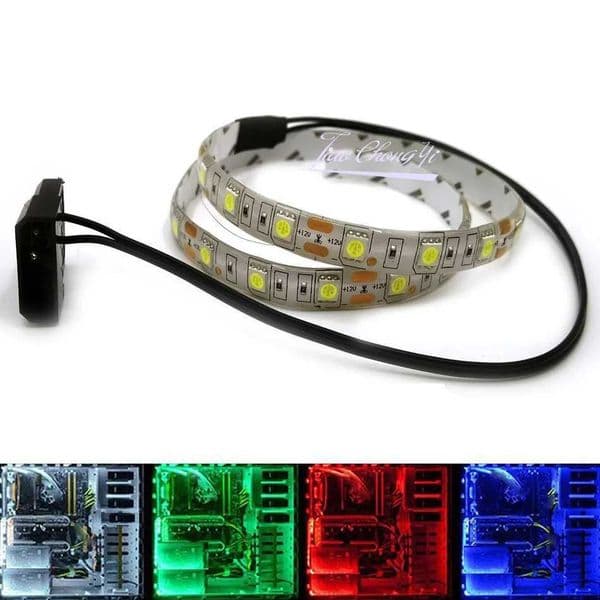 0.3-3M DC 12V led light 5050 red green blue white pink for pc case Background PC Computer Adhesive tape Light Molex Connector CL240815