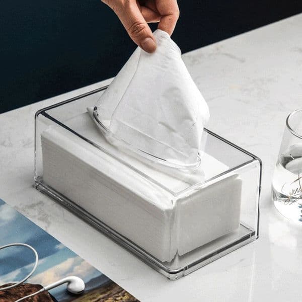 Clear Acrylic Tissue Box Holder Tissue Dispenser Napkin Holder Car Home Office Desktop Tissue Storage Box Organizer 240816