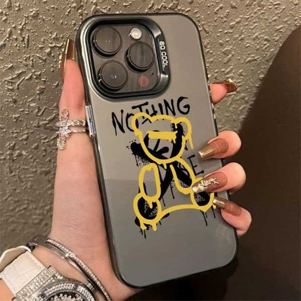 Graffiti Bear Graphic Phone Case For iPhone 15 14 13 12 11 Pro Max XS X XR 7 8 15 Plus SE 2022 Shockproof Hard Matte Back CoverM240816