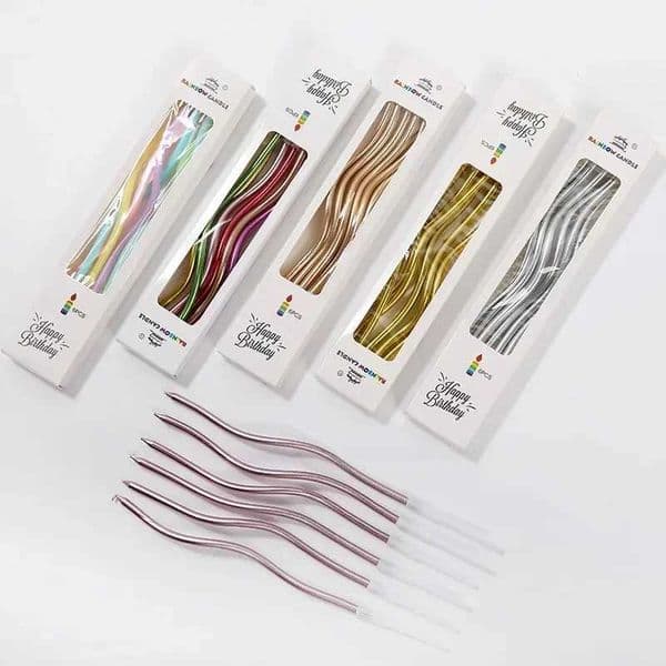 6Pcs/set Curved Cake Candles Birthday Baby Shower Gender Reveal Cupcake Decorating Candle Toppers Wedding Party Decorative Y240815
