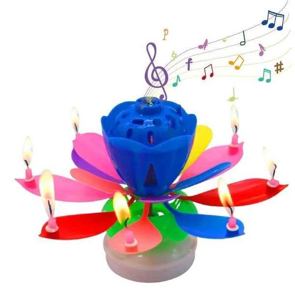 Musical Birthday Candle Creative Rotating Birthday Candle Cake Cupcake Candle LED Festive Electric Lotus Candles Flower Candle Y240815