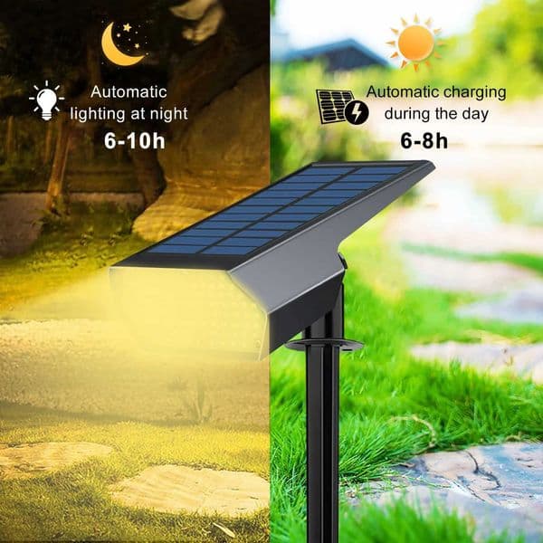 92 LED solar lawn light landscape spotlight garden solar spotlight bright and warm/white 2 light color adjustable walkway X2411021