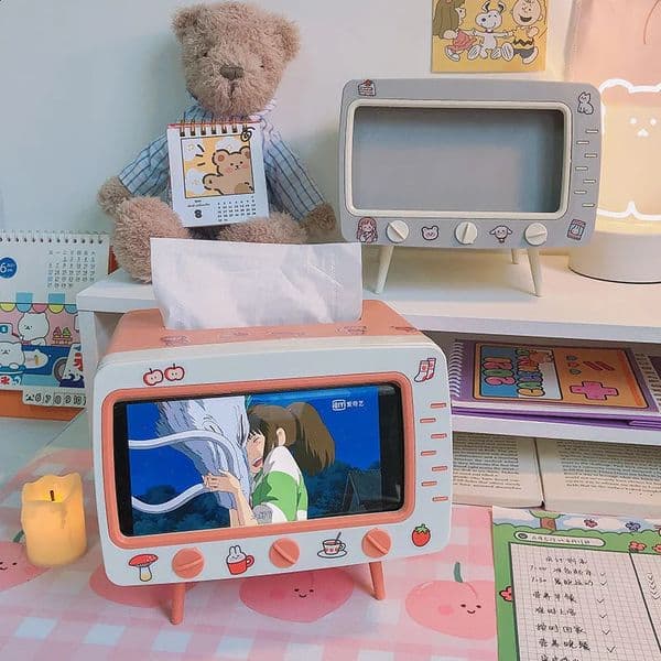 Cute Plastic Tissue Box Home Multifunctional Kawaii Desktop TV Tissue Box Case Simple Creative Storage Napkin Holder Paper Tray 240816