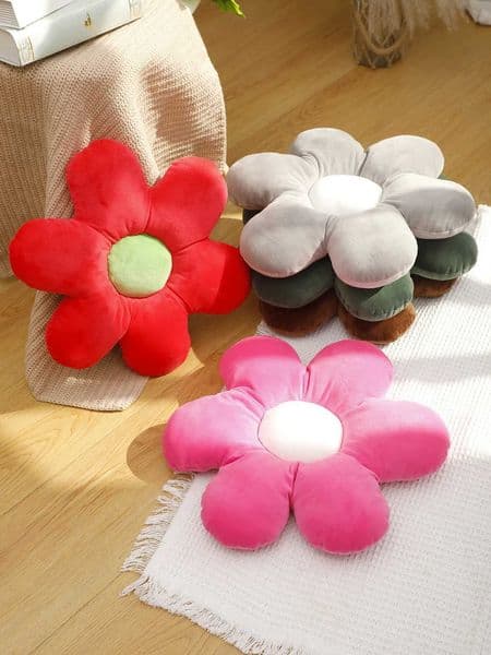 Multi colored flower shaped throw pillow cushion six petal plush throw pillow floor pillow art home decoration living room W240816