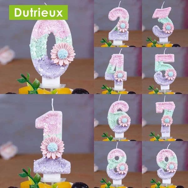 Pink Flower Birthday Candles Childrens Birthday 0-9 Number Candles First Birthday Girl Party Cake Toppers Gift Cake Decoration Y240815