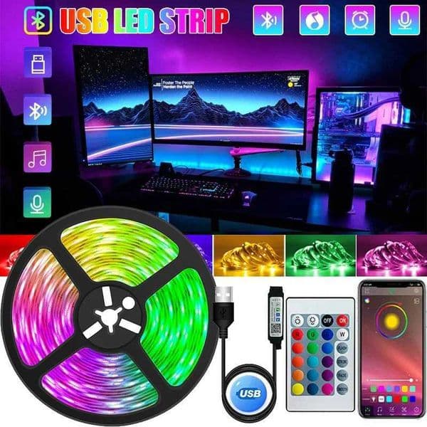 USB Led Strip Light 1-30m 5050 RGB LED Lights Bluetooth APP Control Flexible Ribbon Luces Led Lamp Tape TV Backlights Room Decor CL240815