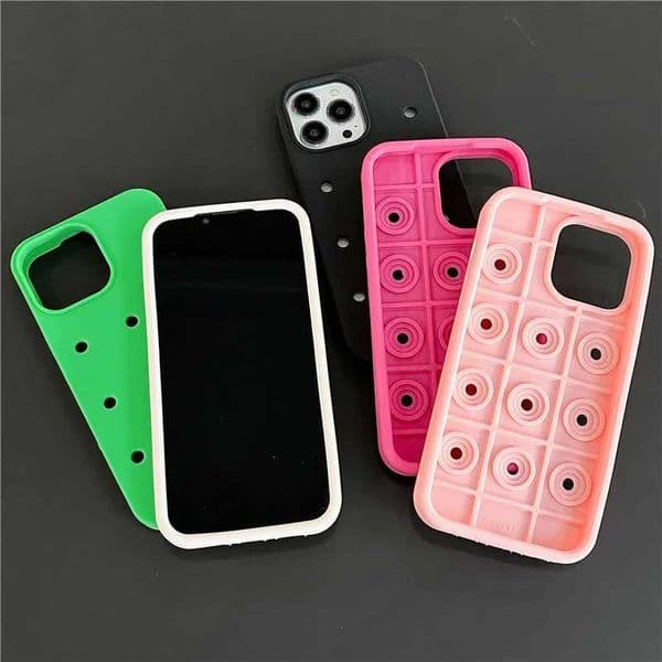 Soft silicone Perforated Shoes Clogs Holes DIY Phone Case for iPhone 11 12 13 14 15 Pro Max Plus X XS XR mini Soft CoverM240816