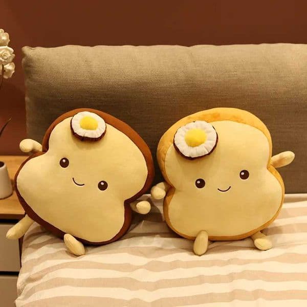 25CM Cute Creative Toast Filling Pillow Soft Kawaii Bread Plush Toy Simulated Food Doll Sleep Pillow Mat Childrens Gift W240816
