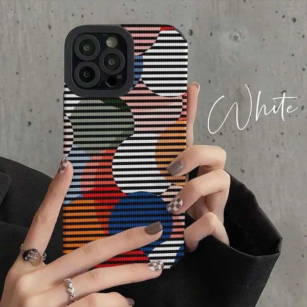 Circle Line Phone Case For iPhone 14 13 15 Pro Max 11 12 Pro 7 8Plus XS Max XR Shockproof Cartoon Creative Style Case Back CoverM240816