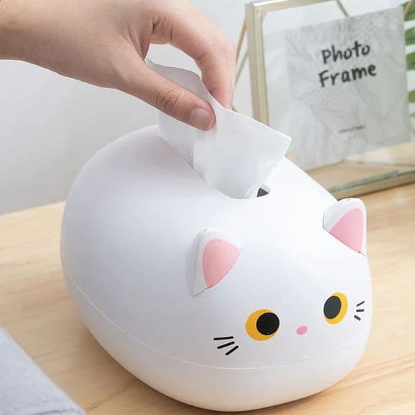 Kawaii Cat Tissue Box Livingroom Napkin Storage Box Kitchen Paper Container Desktop Toilet Paper Holder for Bathroom Dormitory 240816