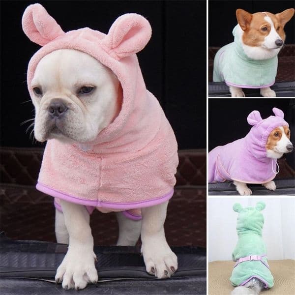 1 cute pet bath towel thick fast drying pet bath towel with cute ears large medium and small dogs cat yukata pet supplies 240816