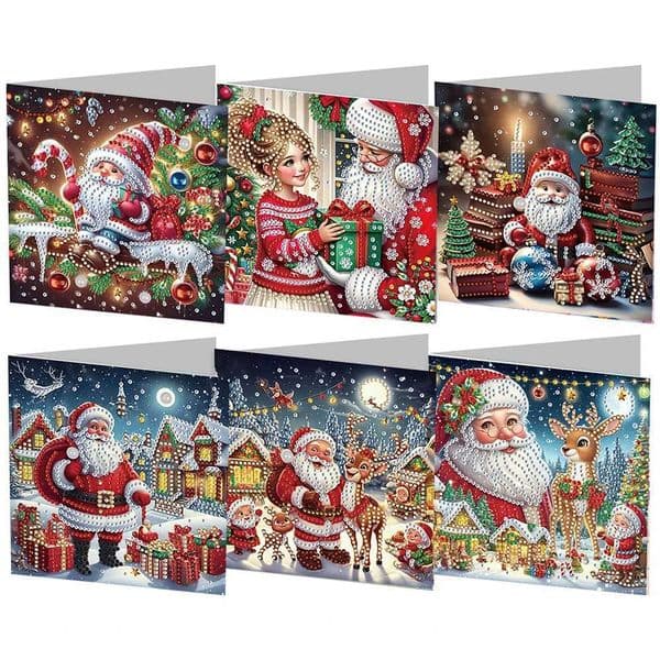 6/12PCS New Christmas Cards 5D Diamond Embroidery Diamond Mosaic Set Snowman DIY Diamond Painting Card Holiday Christmas GiftXJ240816
