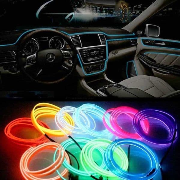 1M/3M/5M automatic rope pipeline flexible neon light car indoor lighting LED strip garden EL wire requires 2x AA battery lights B240817