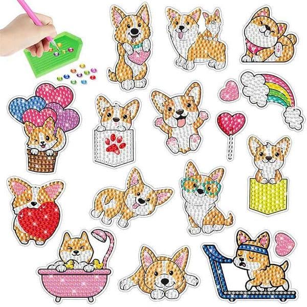 5D Gem Diamond Painting Stickers For Kids Kawaii Pet Dog Panda Rhinestone Mosaic Sticker Diamond Paint by Number Children CraftsXJ240816