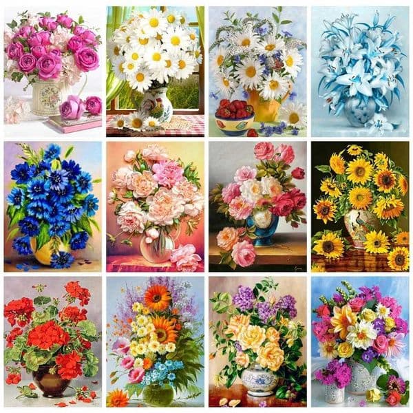 Diamond Art Painting Kits Diamond Painting Flower Full Rhinestones Home Decor 5D DIY Embroidery Mosaic Floral Window Wall ArtXJ240816