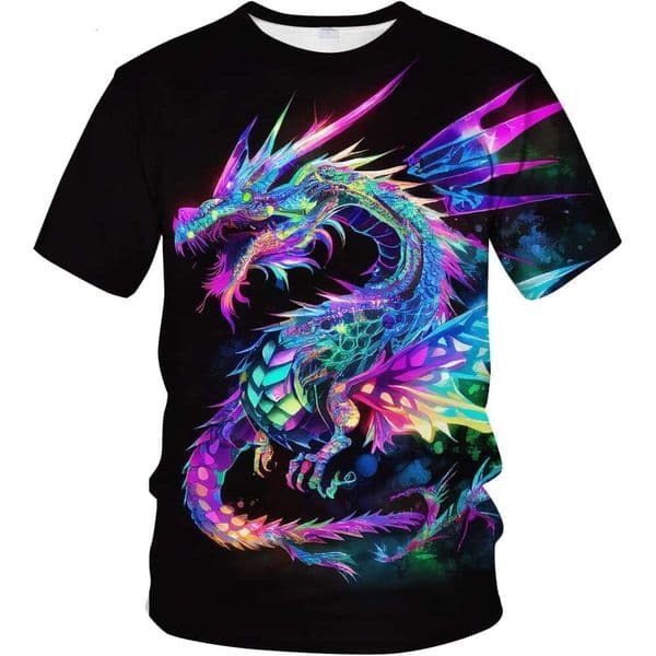 Fashion Mens T shirt Retro Cute Dragon Watercolor Shirt Fantasy Clothing Animal Pattern T-Shirt shirts tshirt graphic tee Casual tops clothes Short sleeve