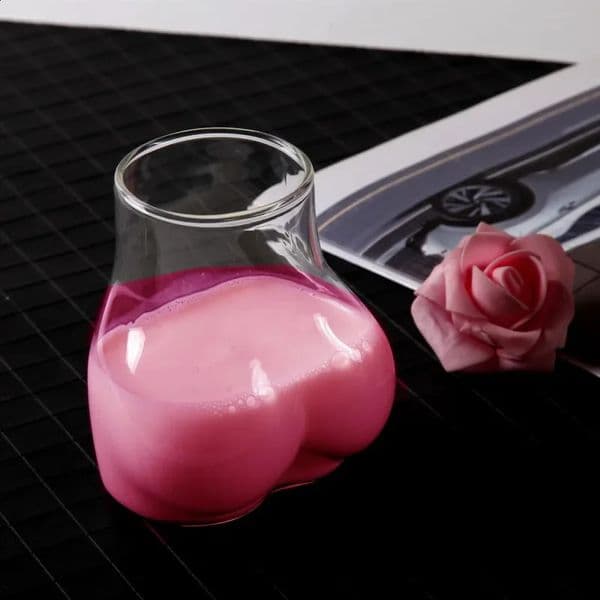 Interesting creative big butt crystal glass wine glass flat bottomed red wine champagne drink glass 240816