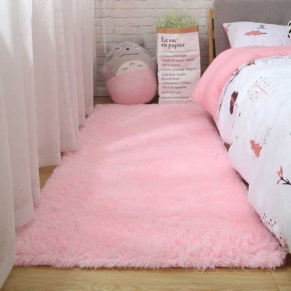 Pink bedroom carpet suitable for childrens rooms cute girl flooring soft cushions living room decoration white fluffy large childrens bedding 3W240815