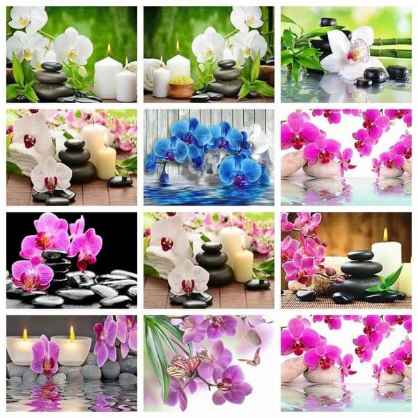 AZQSD Diamond Painting Orchid Stone Flower Cross Stitch Picture Of Rhinestones Diy Gift Embroidery Sale Floral 30x40cmXJ240816