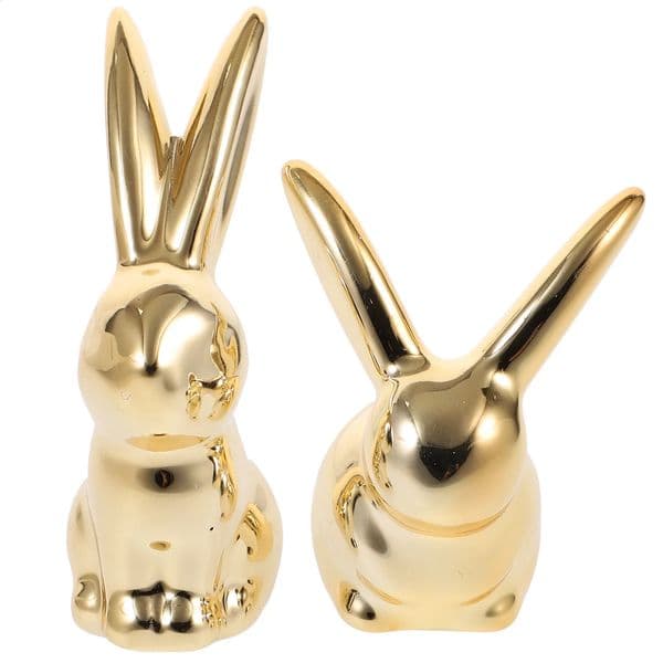 2pcs Rabbit Ceramic Figurines Adorable Rabbit Decorations Creative Bunny Sculptures 240816