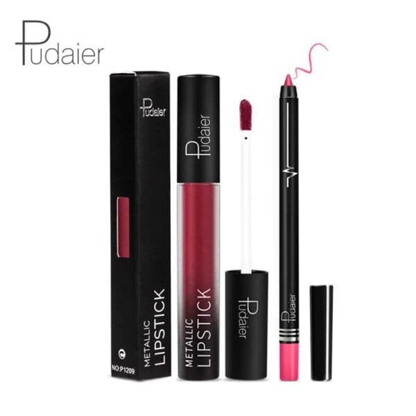 Pudaier 2 in 1 Matte Lip Gloss Lip Line Pencil Nude Velvet Liquid Lipstick Waterproof Long Lasting Lipgloss Lip Line Pen Cosmetics