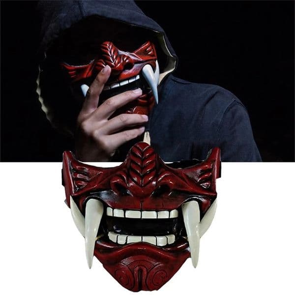 Japanese samurai Oni demon mask role-playing horror Prajna Hannya evil killer thick plastic mask Halloween party costume props 240819