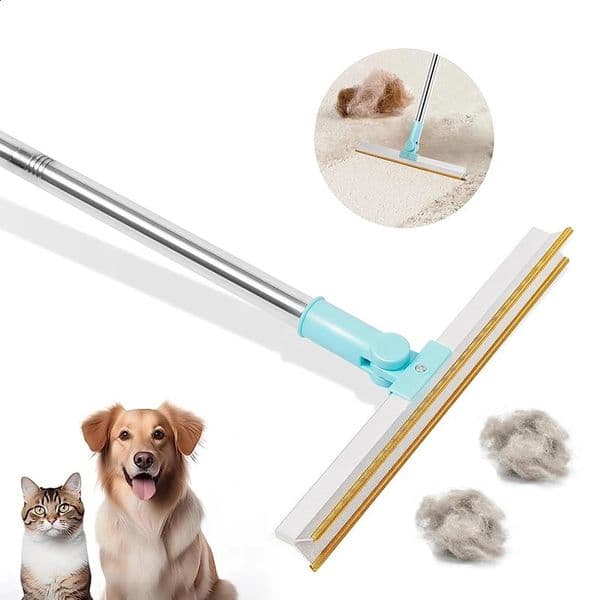 Pet hair remover carpet rake adjustable long handle cat dog brush carpet scraper and brush reusable fur remover 240810