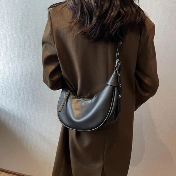 Bag Women Fashion Sling Adjustable Strap PU Leather Satchel Casual Half Moon Fashionable Tote Large Capacity Travel Bags