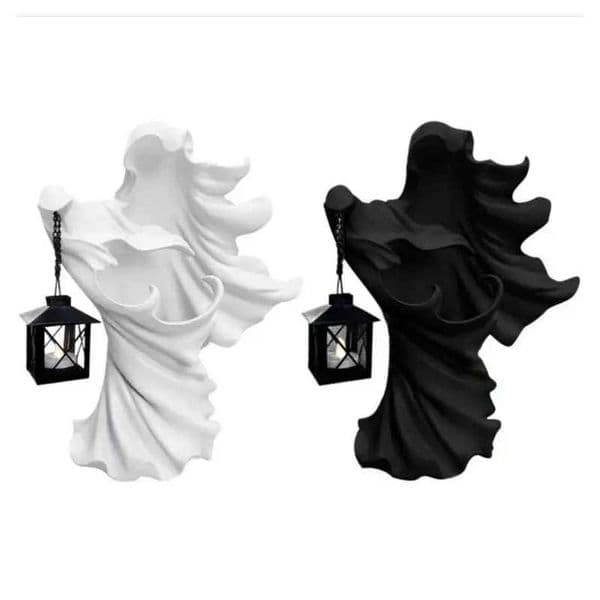Halloween Ghost Statue With Lantern Faceless Witch Hell Messenger Realistic Resin Ghost Sculpture For Home Scary DecorationsXJ240817