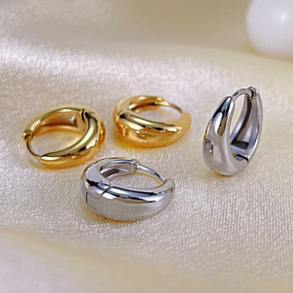 Designer Earrings Luxury Earrings Sterling Silver Hoop Stud 18k Gold Brushed Gold Color Circle Earring For Women Party Weddings Jewelry Stainless Steel