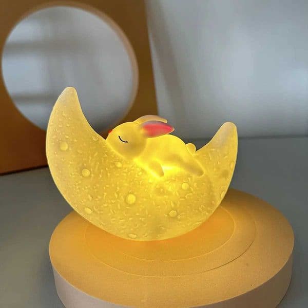 Moon Rabbit Night Light Bedroom Atmospheric Light Cute Creative Desktop Decoration Soft Night Light Sleep Light B2408119