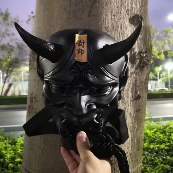 Japanese Color Bonjour Noh Kabuki Demon Mask Hundred Ghosts Night Out Resin Prajna Ghost Samurai Masks Halloween props 240819