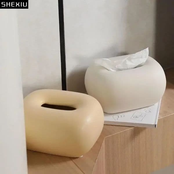 Desktop tissue coffee tissue decorative paper minimalist ceramic bedside table circular creative towel box corner table box 240819
