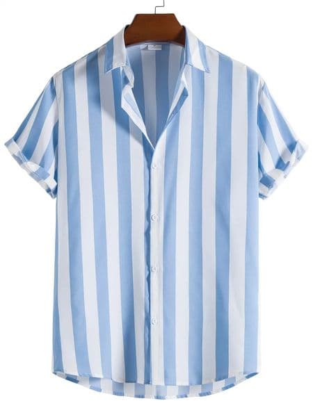 Simple Stripes Graphic 3D Print Mens Shirt Summer Clothing Vertical Shirts Short Sleeve Streetwear Loose Casual Hawaiian Shirts 240816