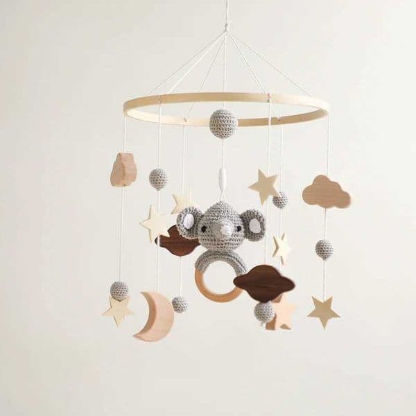 Baby Hanging Rattle Toys Crib Wooden Bedbell Toys Cartoon Elephant Pendant Crib Mobile Bedbell Toys Infant Soothes Toys GiftXJ240817